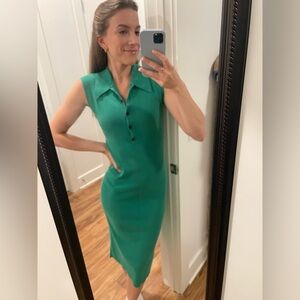 A.L.C. Green Preppy Collared Sleeveless Dress